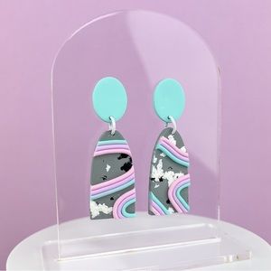 Pastel Abstract Rainbow Design Handmade Polymer Clay Earrings Lightweigh…